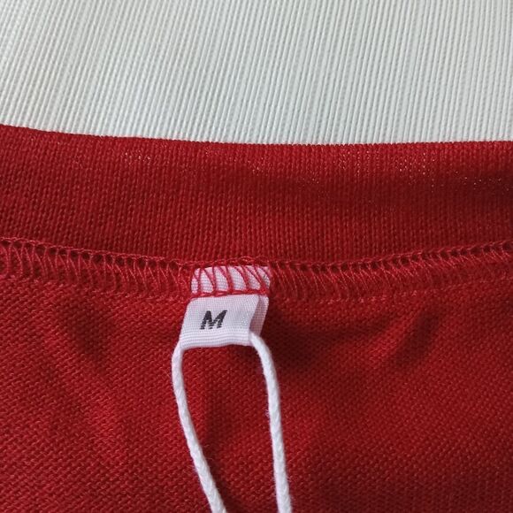 Amazon Brand Phortric Red Casual VNeck Pleated Bishop Long Sleeve Shirt Medium - Picture 4 of 12